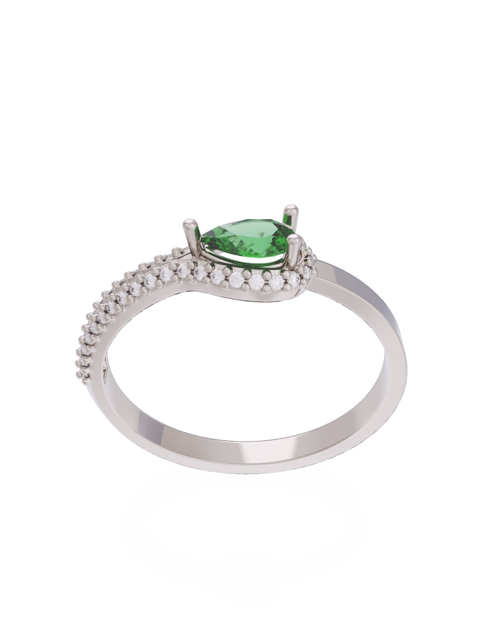 Anillo de Compromiso Eternidad de Oro 14k Zirconia Verde ZV85504