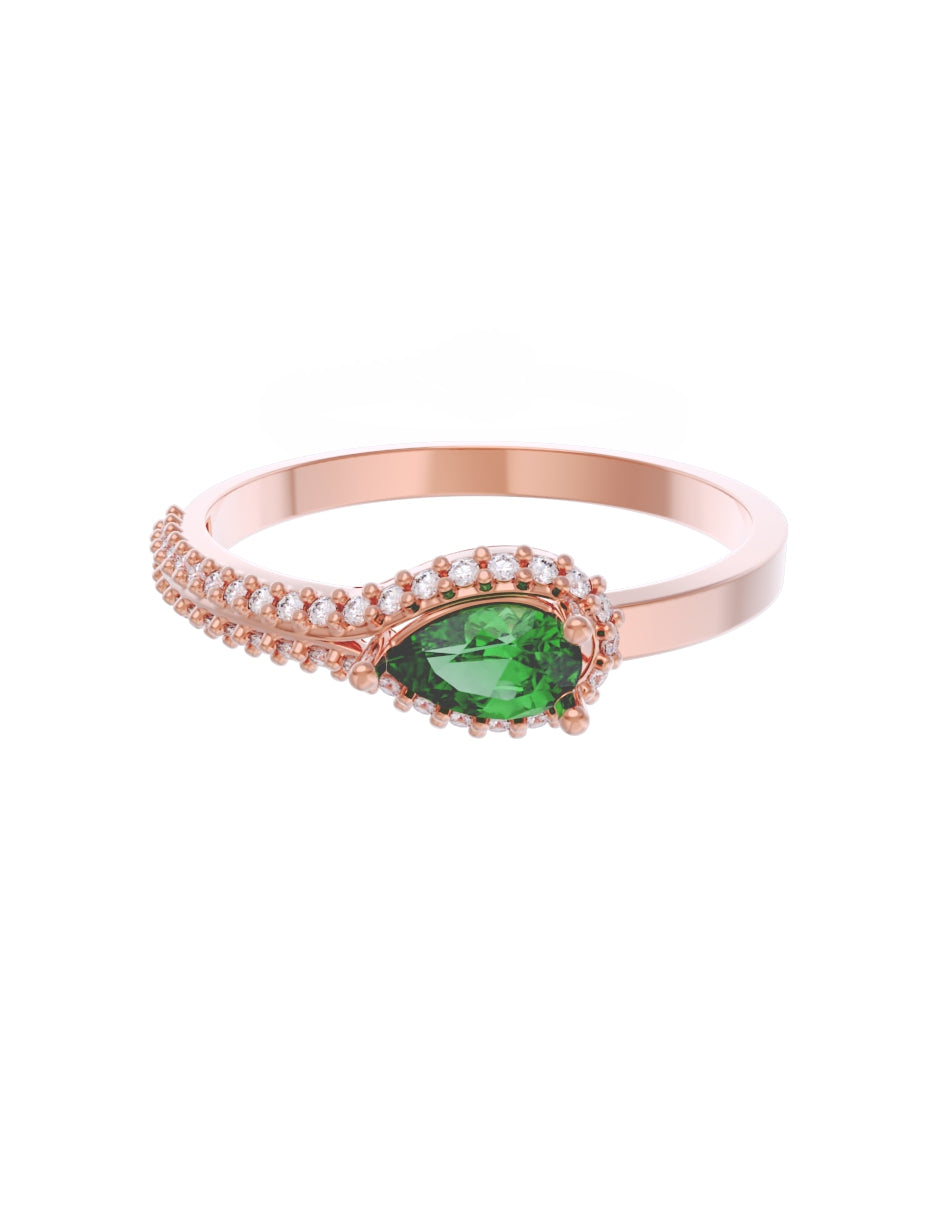 Anillo de Compromiso Eternidad de Oro 14k Zirconia Verde ZV8550-6
