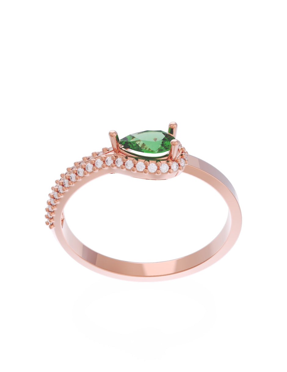 Anillo de Compromiso Eternidad de Oro 14k Zirconia Verde ZV8550-7