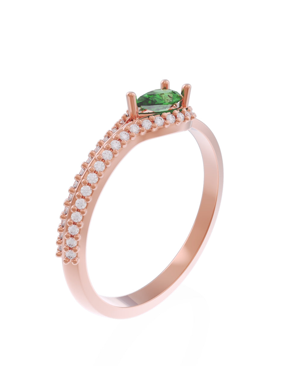Anillo de Compromiso Eternidad de Oro 14k Zirconia Verde ZV8550-8
