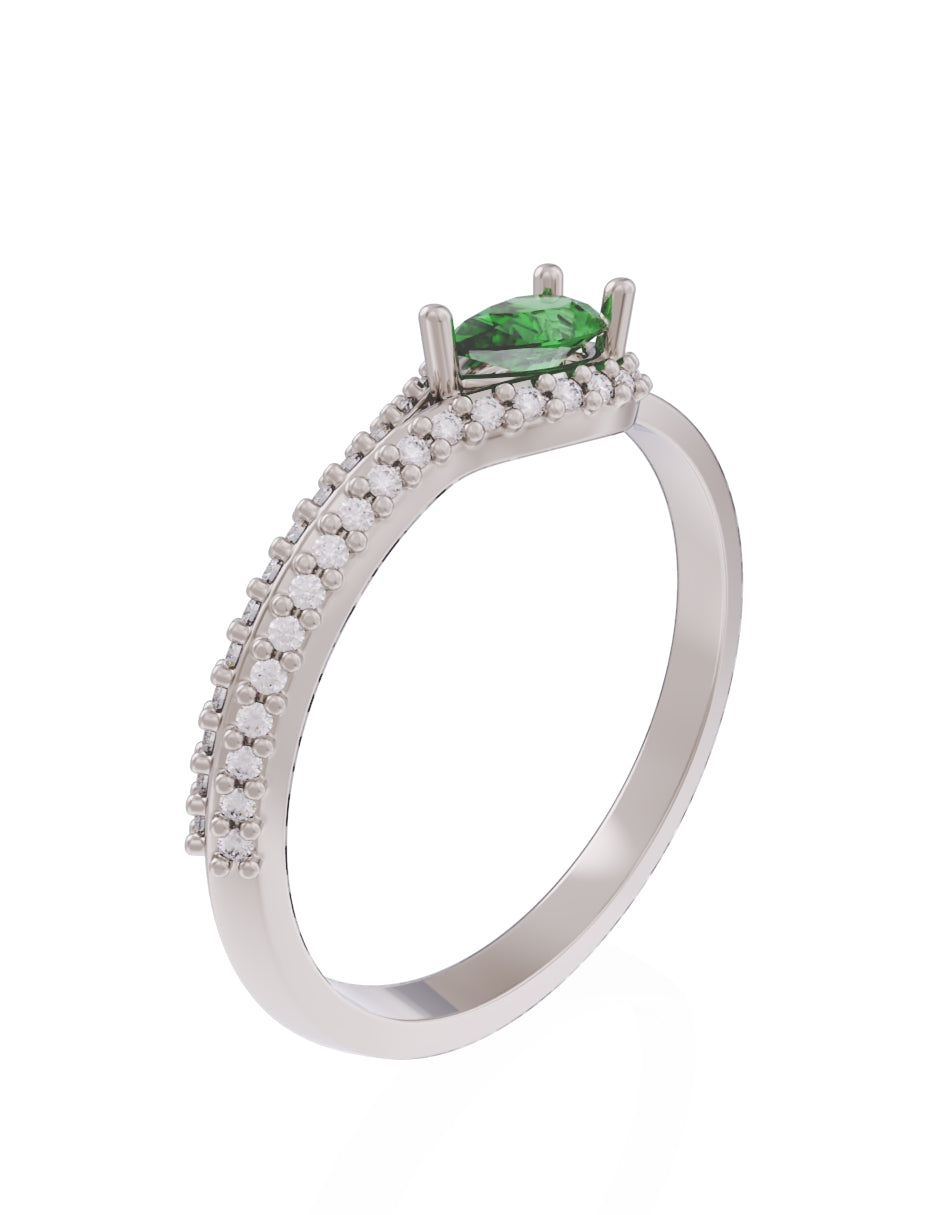 Anillo de Compromiso Eternidad de Oro 14k Zirconia Verde ZV8550-5