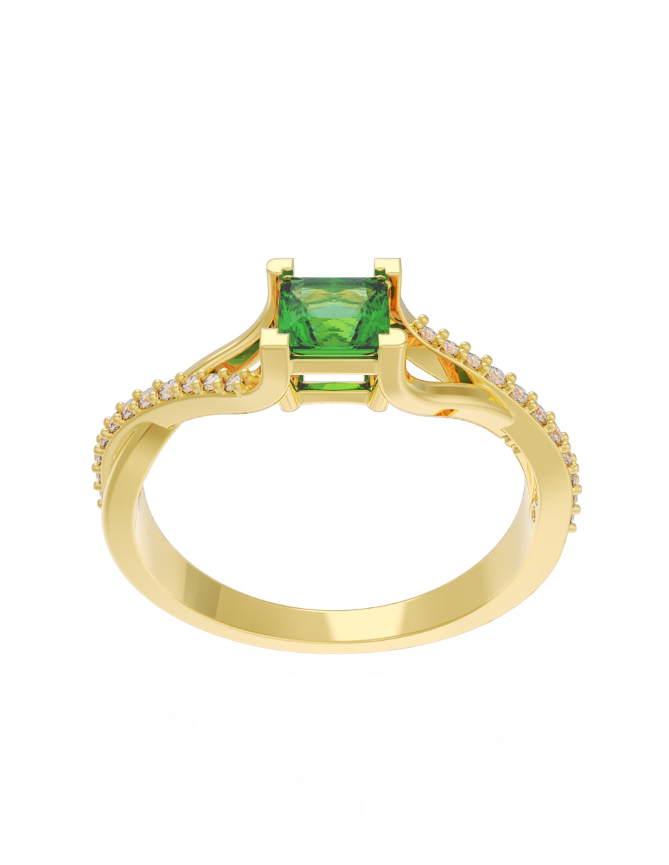 Anillo de Compromiso Eternidad de Oro 14k Zirconia Verde ZV8551-1