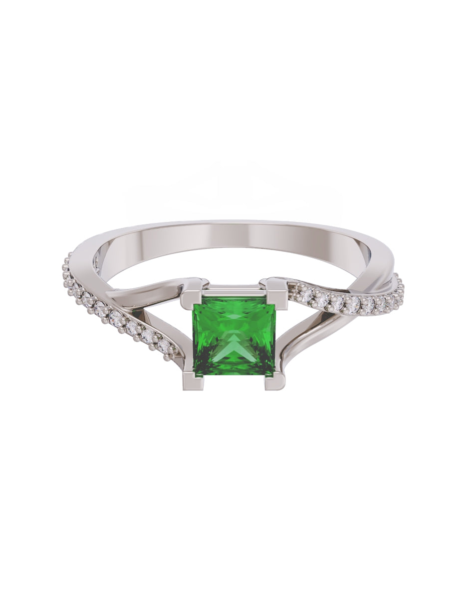 Anillo de Compromiso Eternidad de Oro 14k Zirconia Verde ZV8551-3