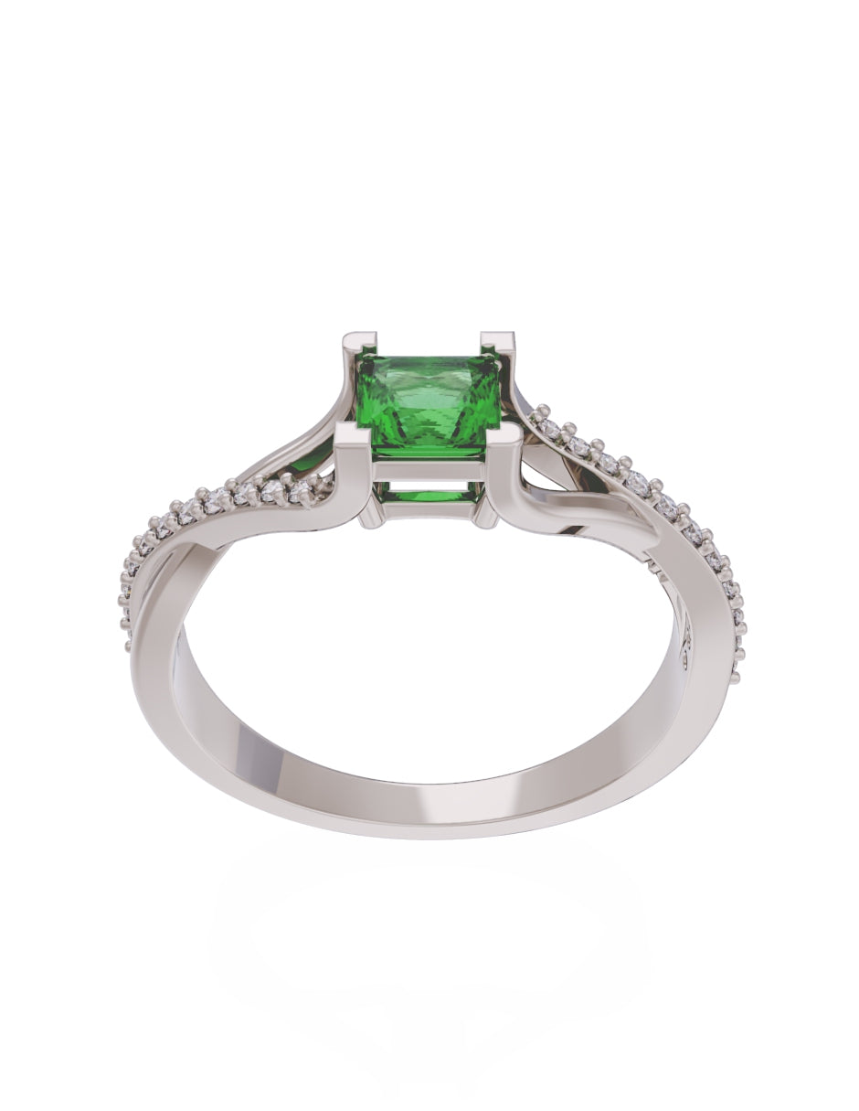 Anillo de Compromiso Eternidad de Oro 14k Zirconia Verde ZV8551-4