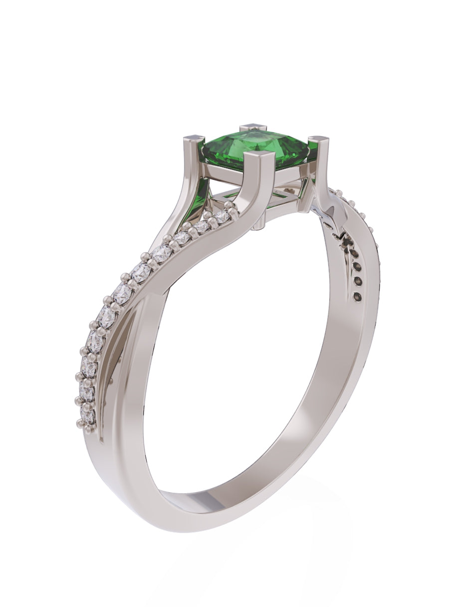 Anillo de Compromiso Eternidad de Oro 14k Zirconia Verde ZV8551-5