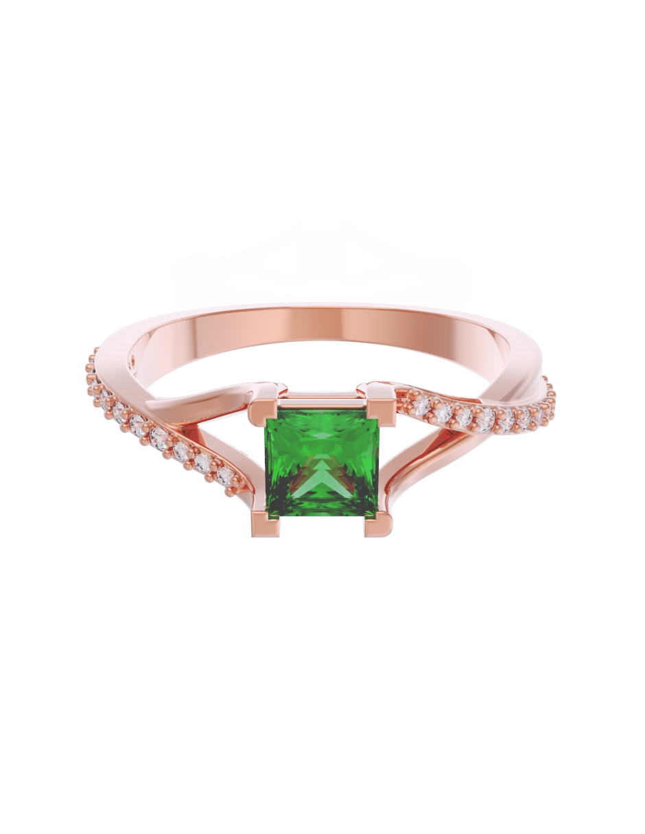 Anillo de Compromiso Eternidad de Oro 14k Zirconia Verde ZV8551-6