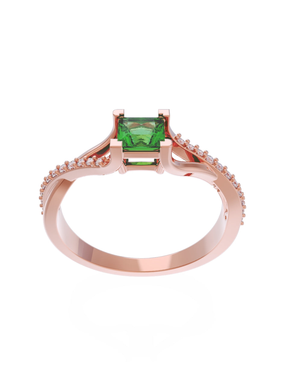 Anillo de Compromiso Eternidad de Oro 14k Zirconia Verde ZV8551-7