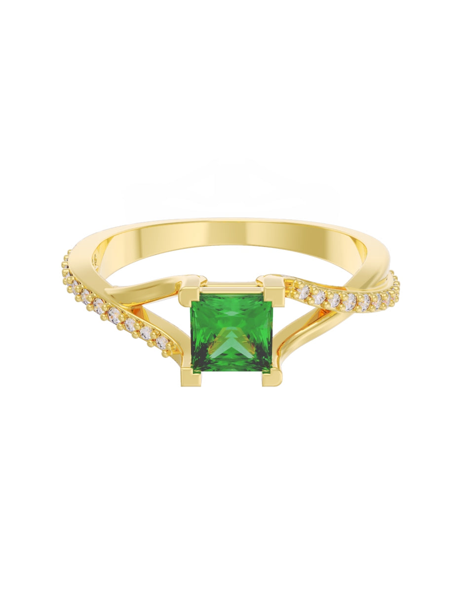 Anillo de Compromiso Eternidad de Oro 14k Zirconia Verde ZV8551