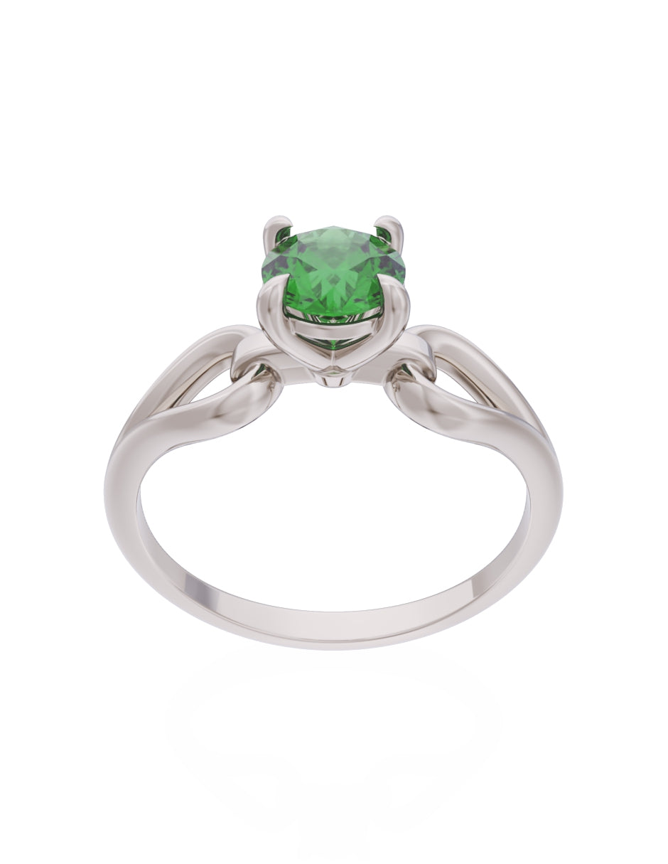 Anillo de Compromiso Eternidad de Oro 14k Zirconia Verde ZV8557-4