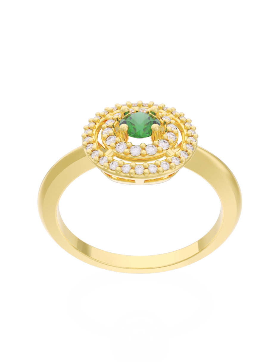 Anillo de Compromiso Eternidad de Oro 14k Zirconia Verde ZV8560-1