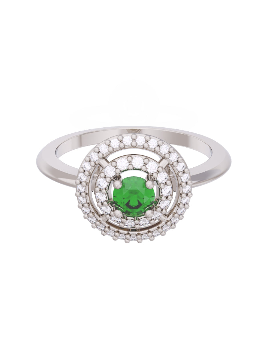 Anillo de Compromiso Eternidad de Oro 14k Zirconia Verde ZV8560-3
