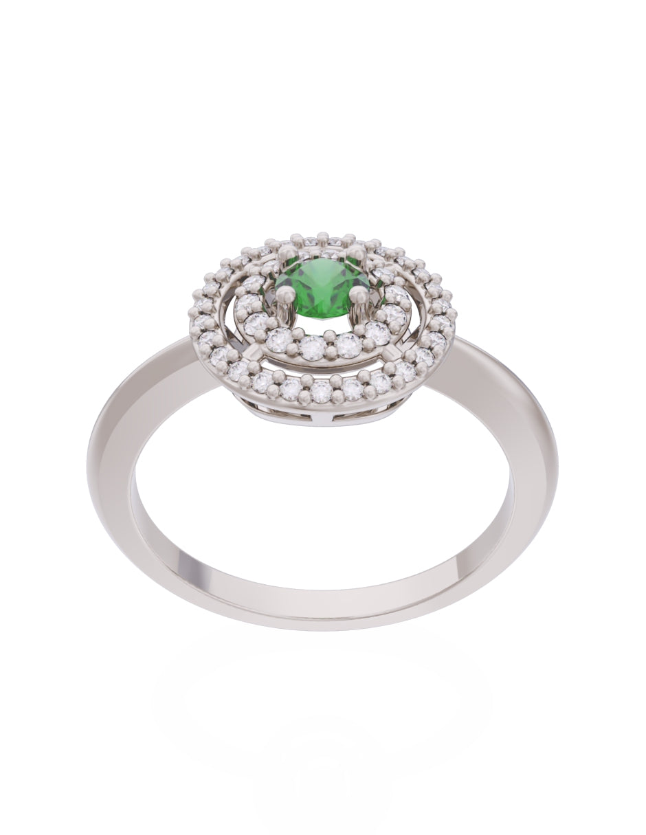 Anillo de Compromiso Eternidad de Oro 14k Zirconia Verde ZV8560-4