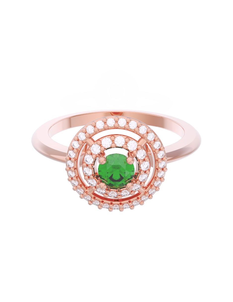 Anillo de Compromiso Eternidad de Oro 14k Zirconia Verde ZV8560-6