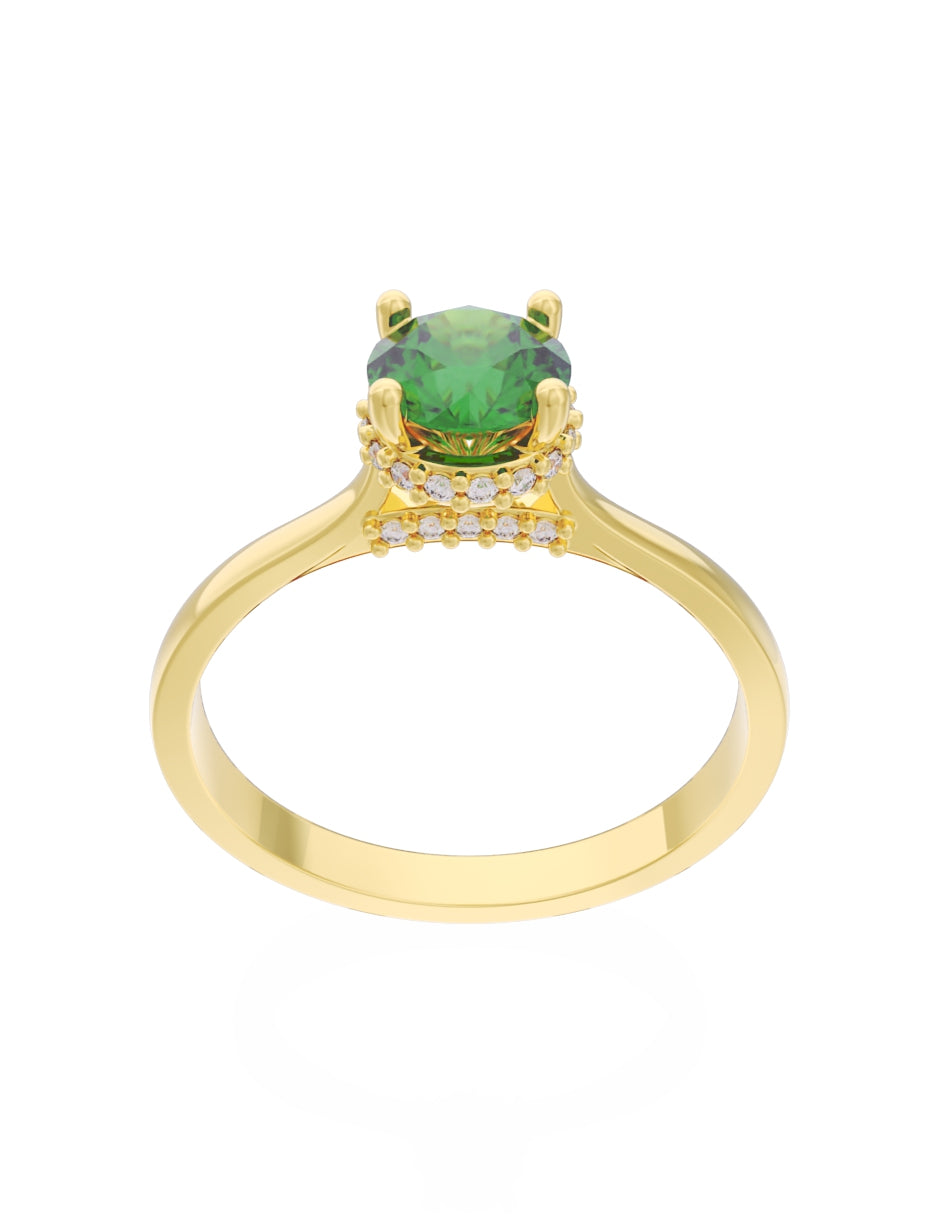 Anillo de Compromiso Eternidad de Oro 14k Zirconia Verde ZV8562-1