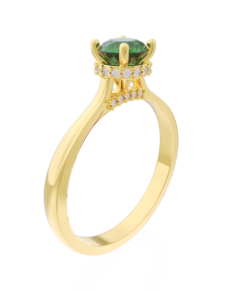 Anillo de Compromiso Eternidad de Oro 14k Zirconia Verde ZV8562-2