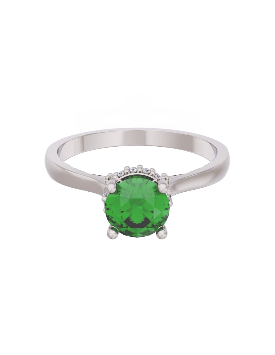 Anillo de Compromiso Eternidad de Oro 14k Zirconia Verde ZV8562-3