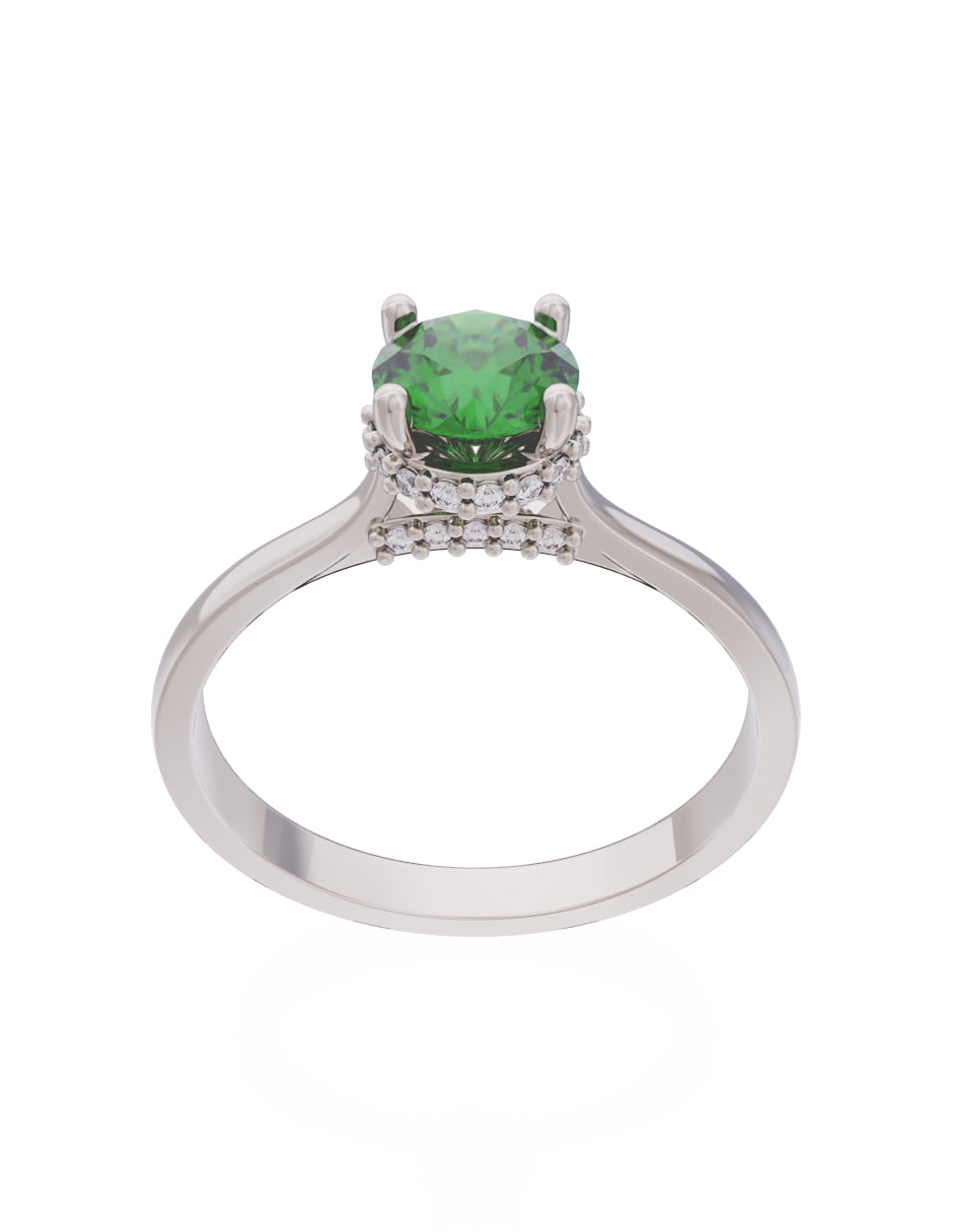 Anillo de Compromiso Eternidad de Oro 14k Zirconia Verde ZV8562-4