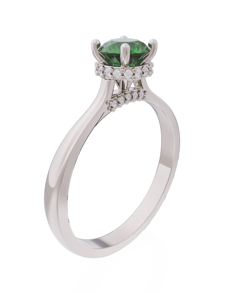 Anillo de Compromiso Eternidad de Oro 14k Zirconia Verde ZV8562-5
