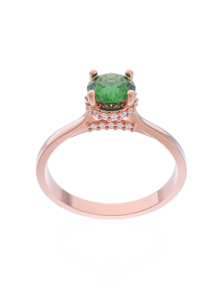 Anillo de Compromiso Eternidad de Oro 14k Zirconia Verde ZV8562-8