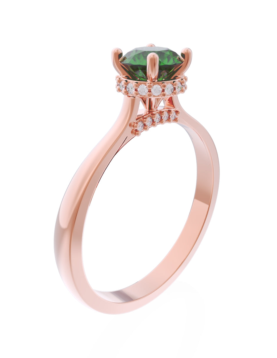 Anillo de Compromiso Eternidad de Oro 14k Zirconia Verde ZV8562-9