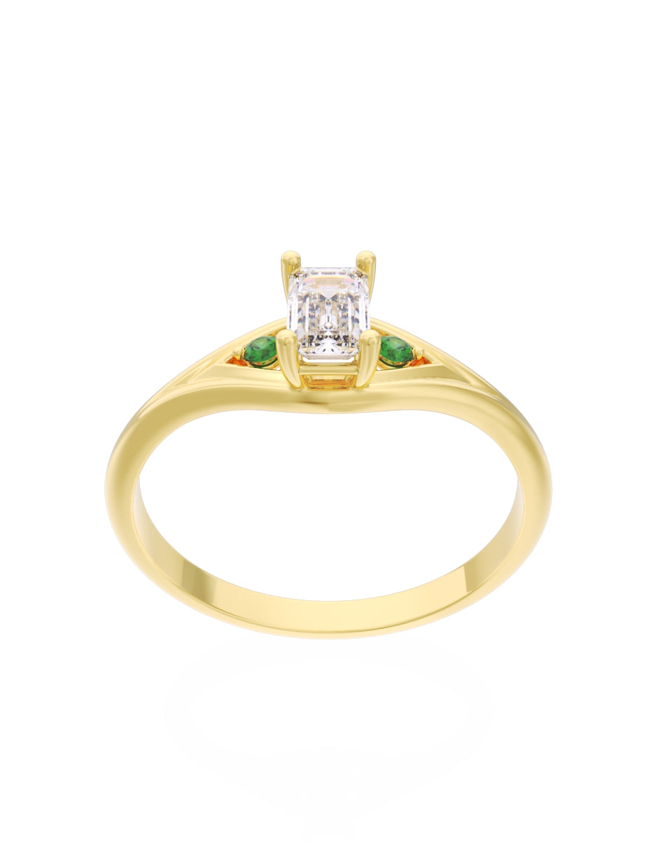 Anillo de Compromiso Eternidad de Oro 14k Zirconia Verde ZV8570-1