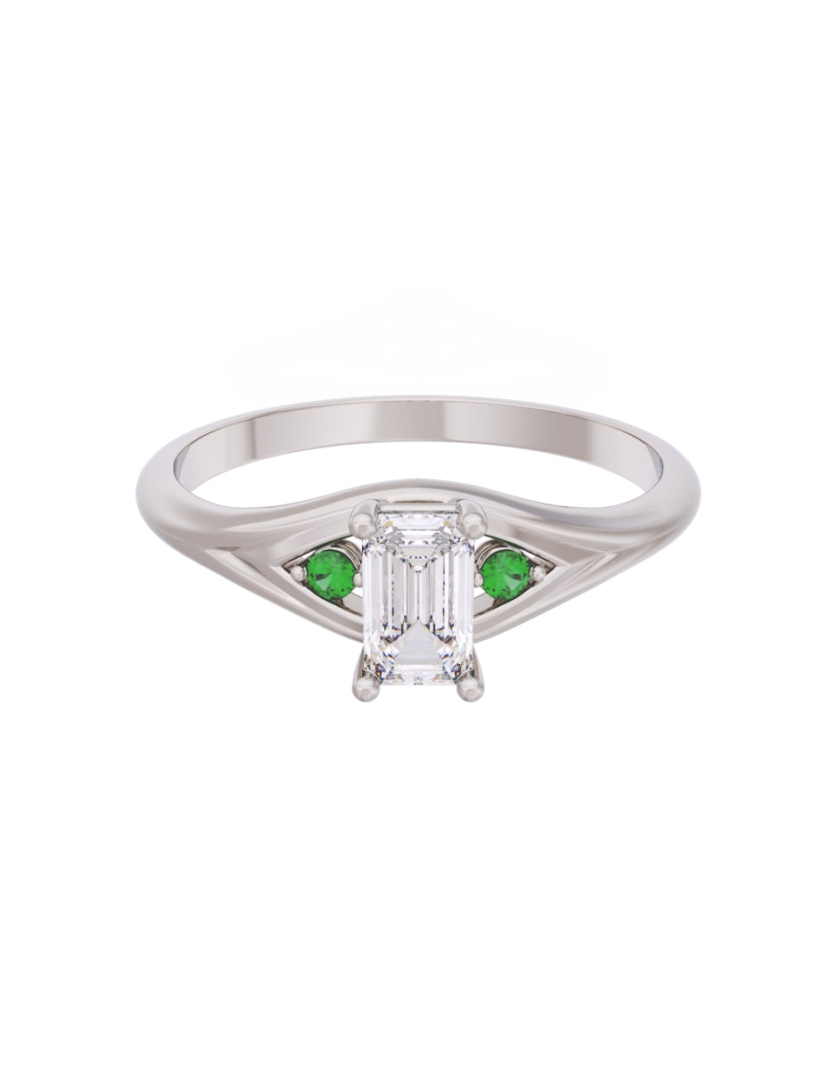 Anillo de Compromiso Eternidad de Oro 14k Zirconia Verde ZV8570-3