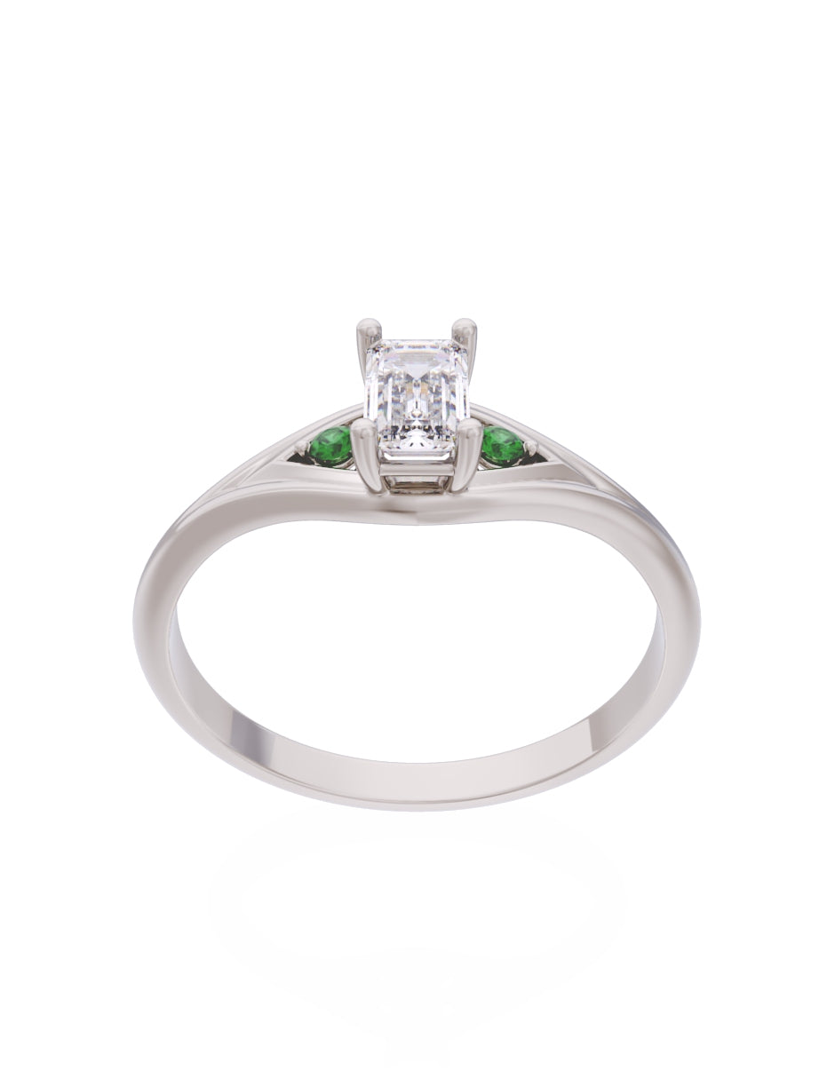 Anillo de Compromiso Eternidad de Oro 14k Zirconia Verde ZV8570-4