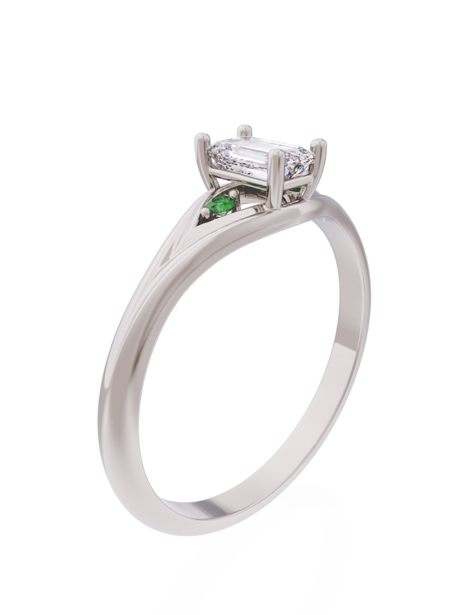Anillo de Compromiso Eternidad de Oro 14k Zirconia Verde ZV8570-5
