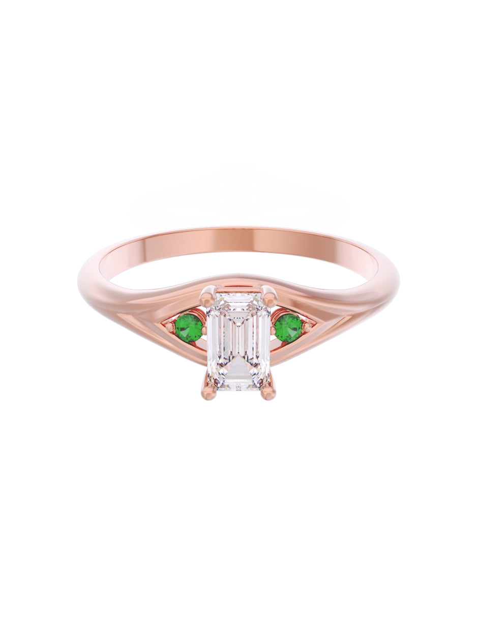Anillo de Compromiso Eternidad de Oro 14k Zirconia Verde ZV8570-6