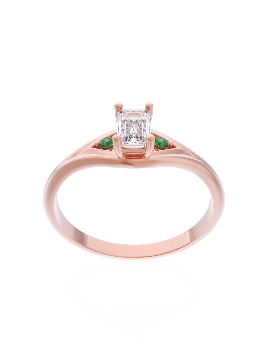 Anillo de Compromiso Eternidad de Oro 14k Zirconia Verde ZV8570-7