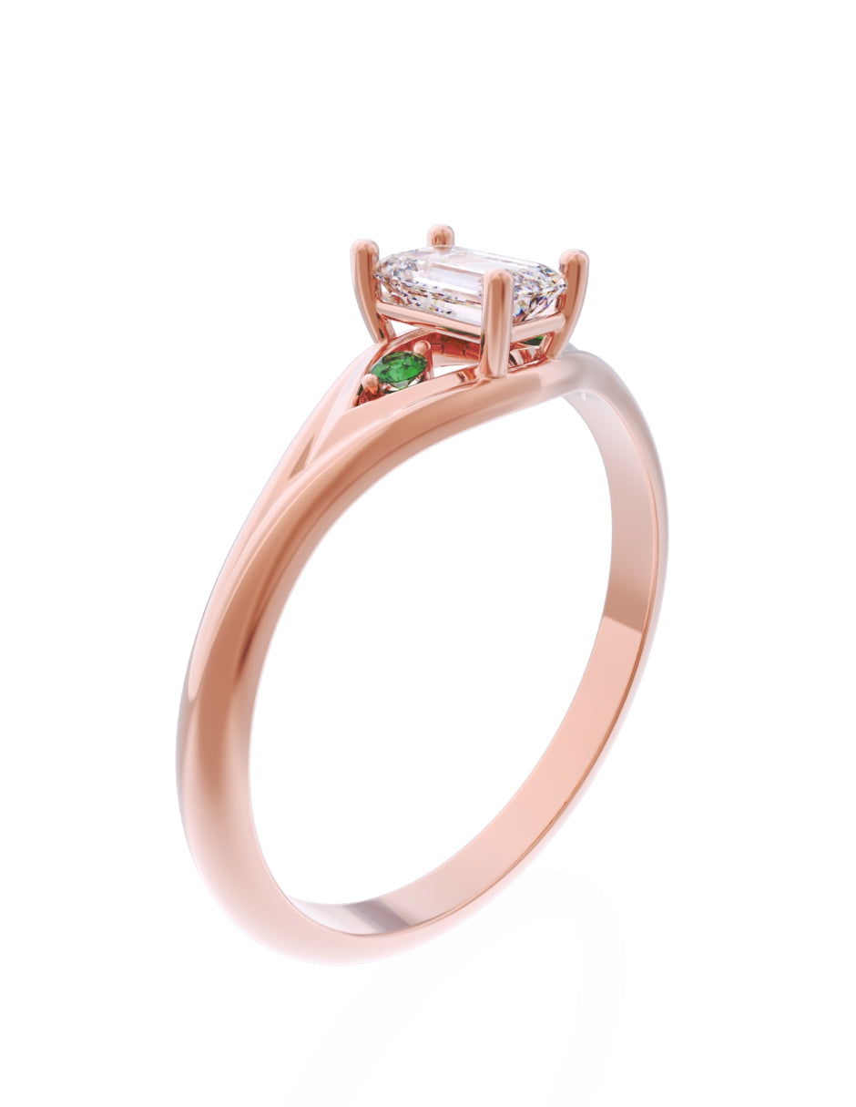 Anillo de Compromiso Eternidad de Oro 14k Zirconia Verde ZV8570-8