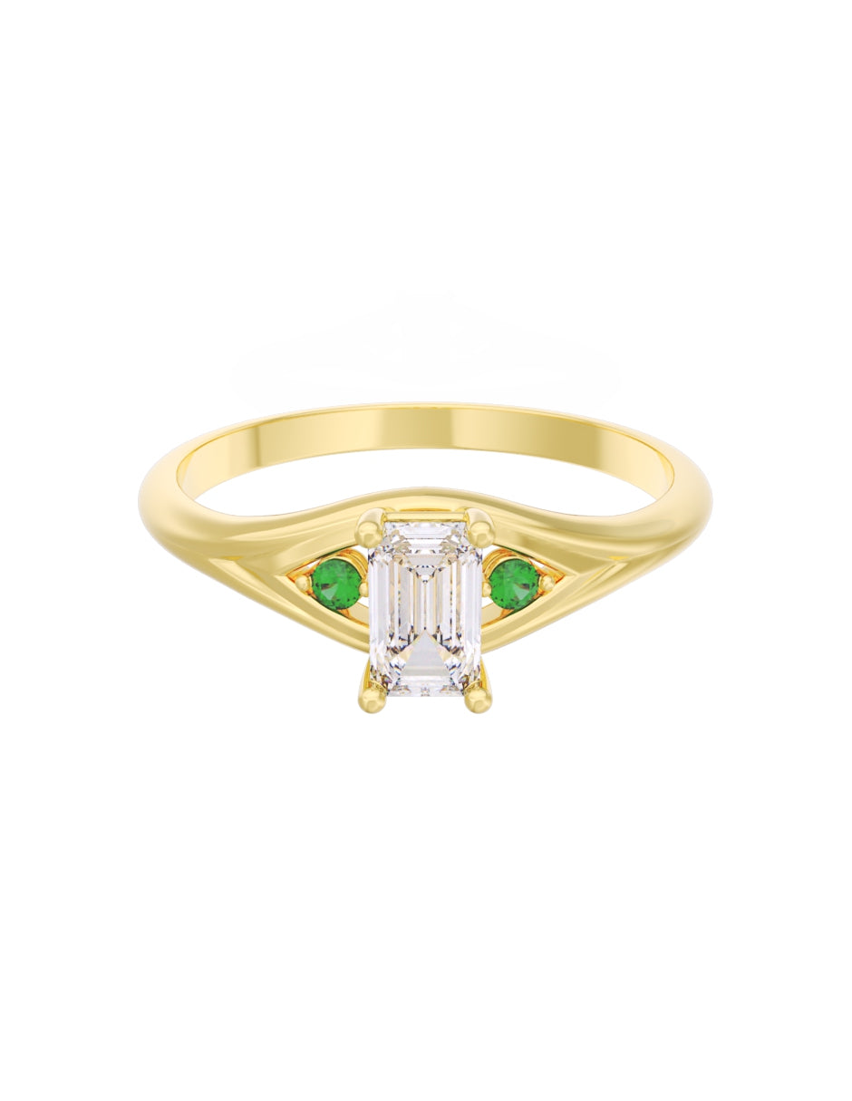 Anillo de Compromiso Eternidad de Oro 14k Zirconia Verde ZV8570