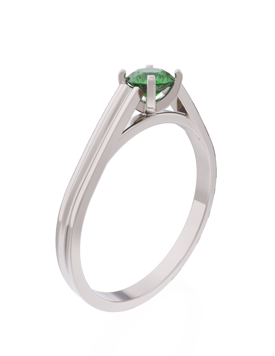 Anillo de Compromiso Eternidad de Oro 14k Zirconia Verde ZV8576-5