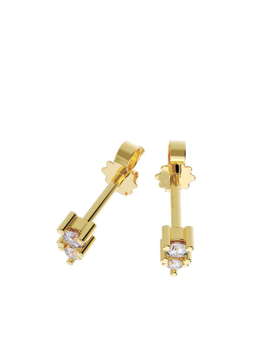 Aretes de Oro 14k con acabado pulido Fonelli con Zirconia Blanca (Z5021-E)-1