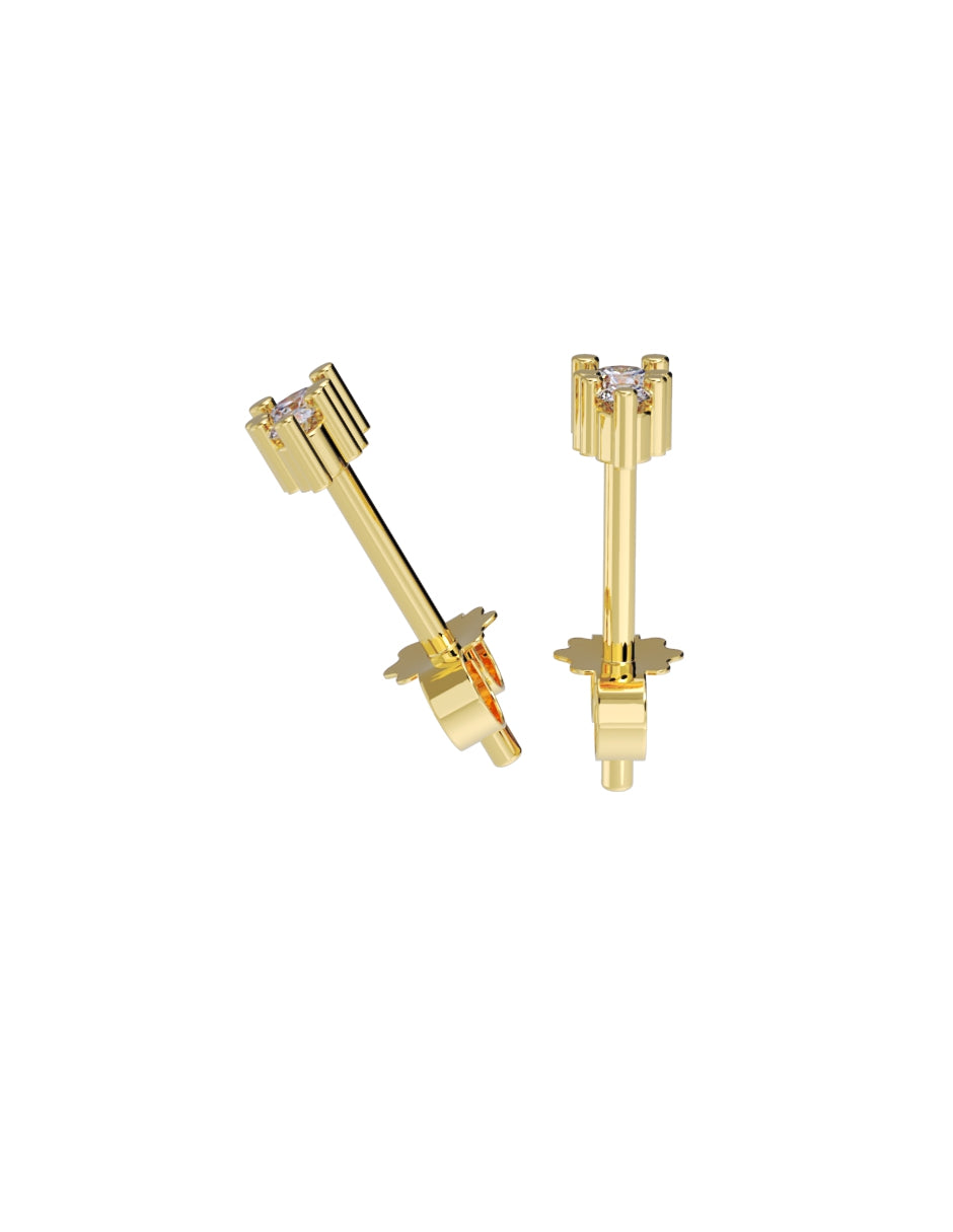 Aretes de Oro 14k con acabado pulido Fonelli con Zirconia Blanca (Z5021-E)-2