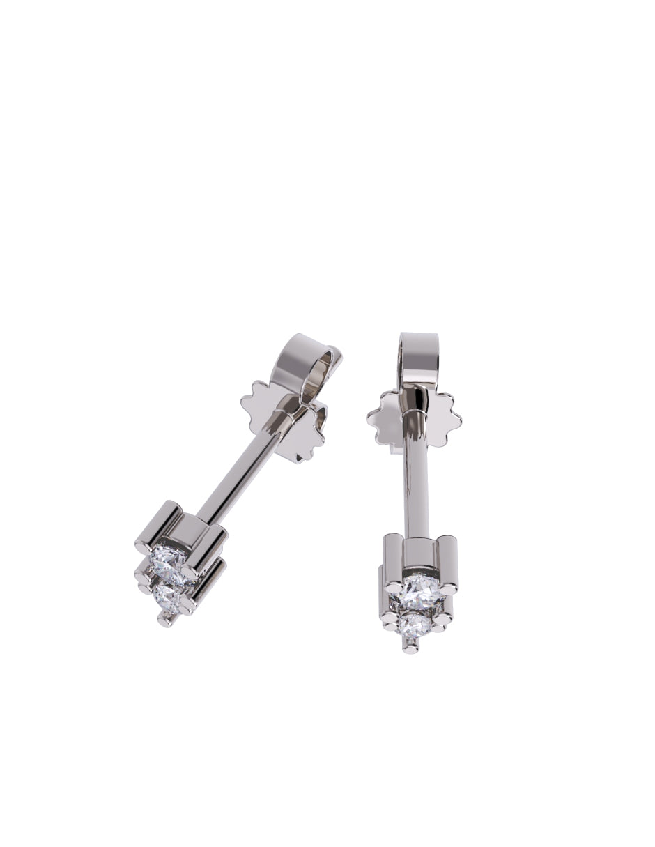 Aretes de Oro 14k con acabado pulido Fonelli con Zirconia Blanca (Z5021-E)-4