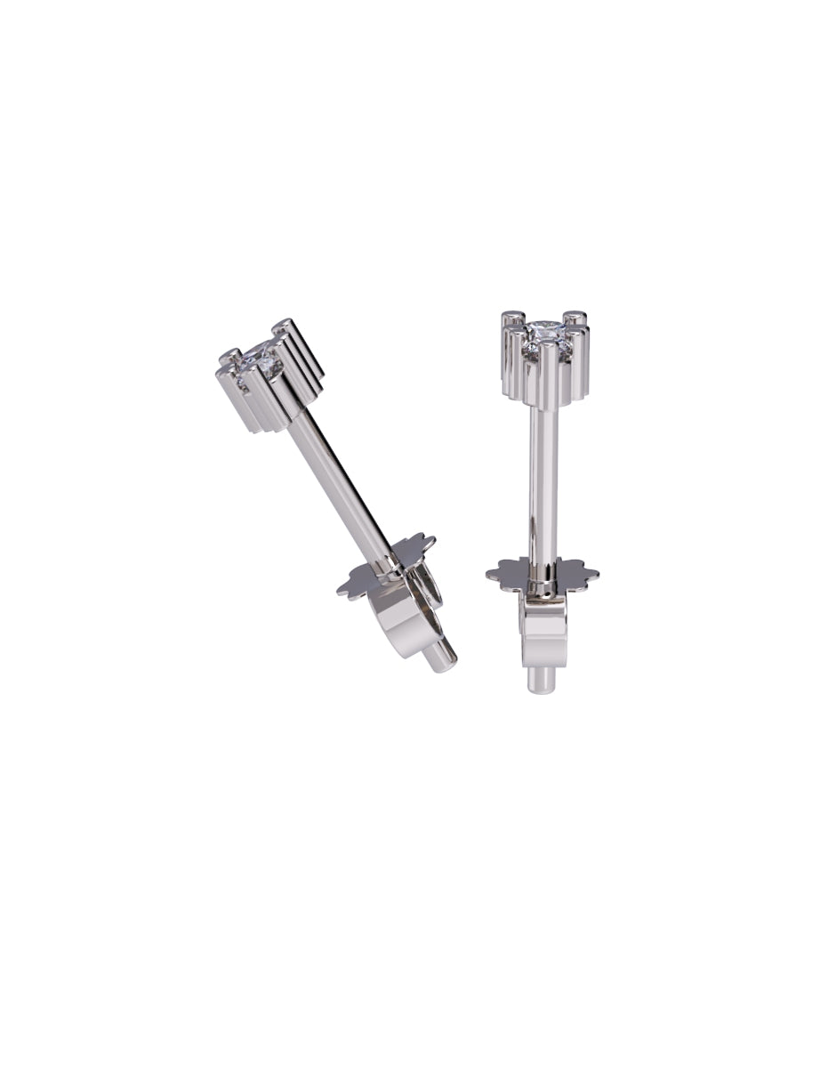 Aretes de Oro 14k con acabado pulido Fonelli con Zirconia Blanca (Z5021-E)-5