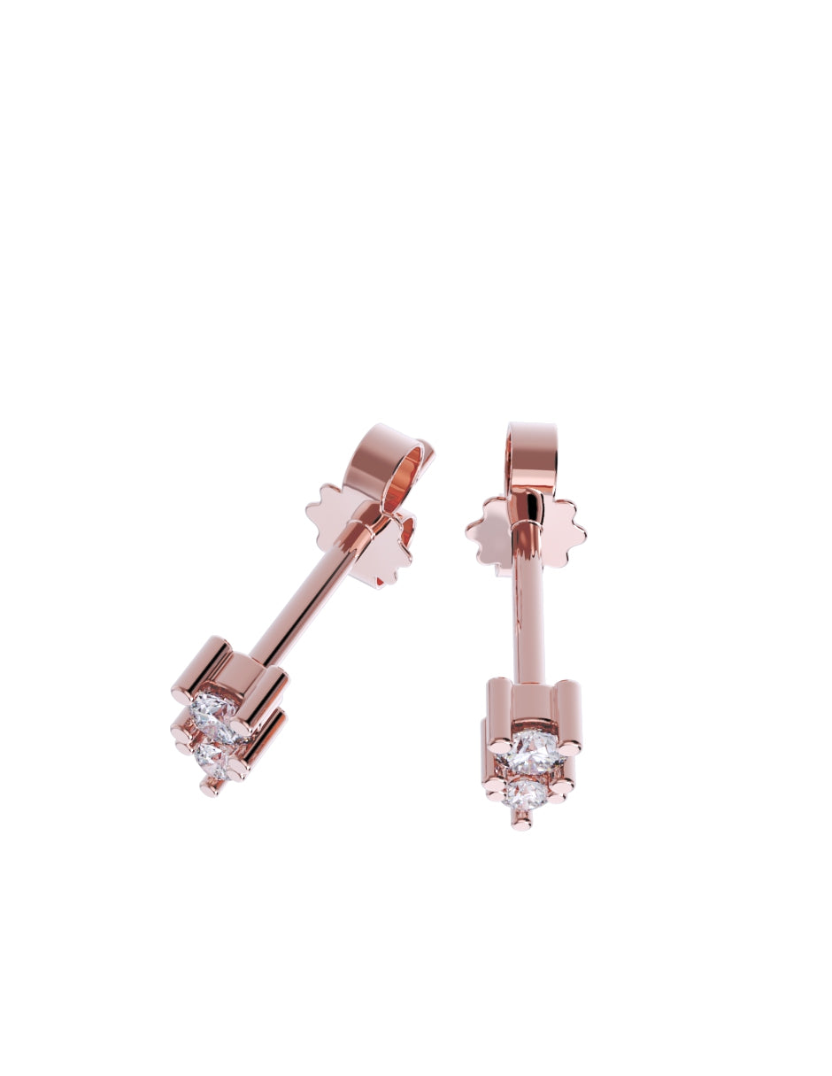 Aretes de Oro 14k con acabado pulido Fonelli con Zirconia Blanca (Z5021-E)-7