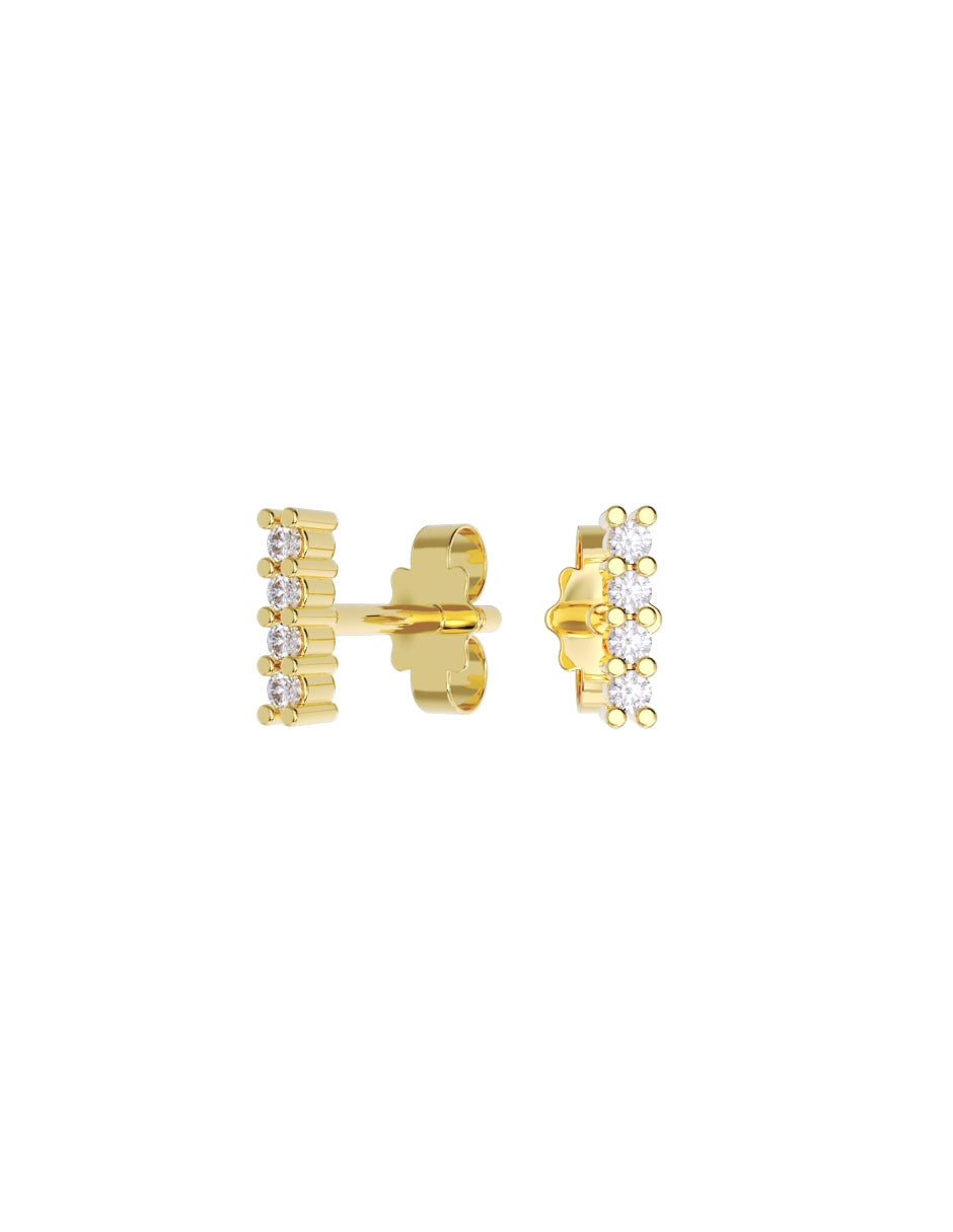 Aretes de Oro 14k con acabado pulido Zirconia Blanca (Z4933-E)