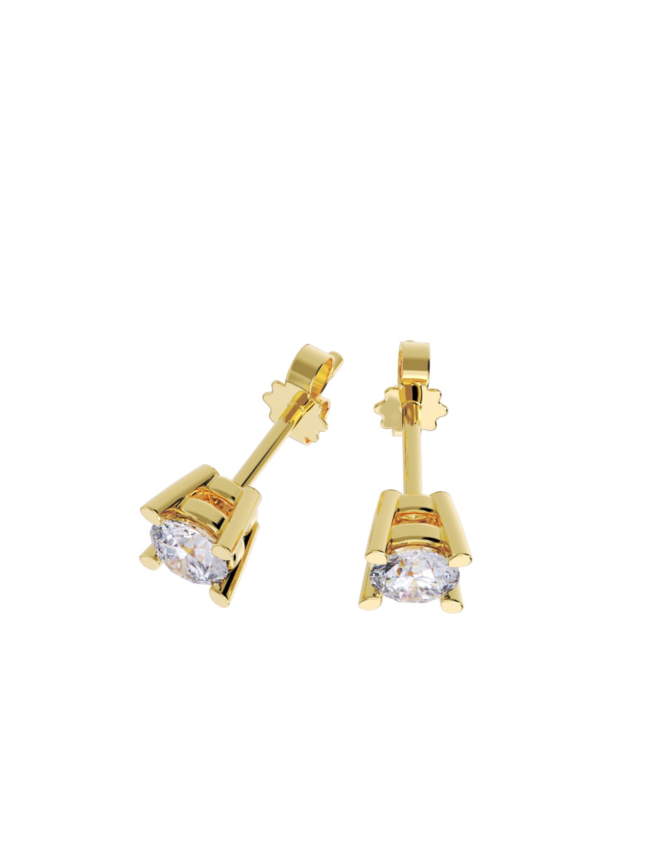 Aretes de Oro 14k con acabado pulido Zirconia Blanca (Z5061-20-E)-2