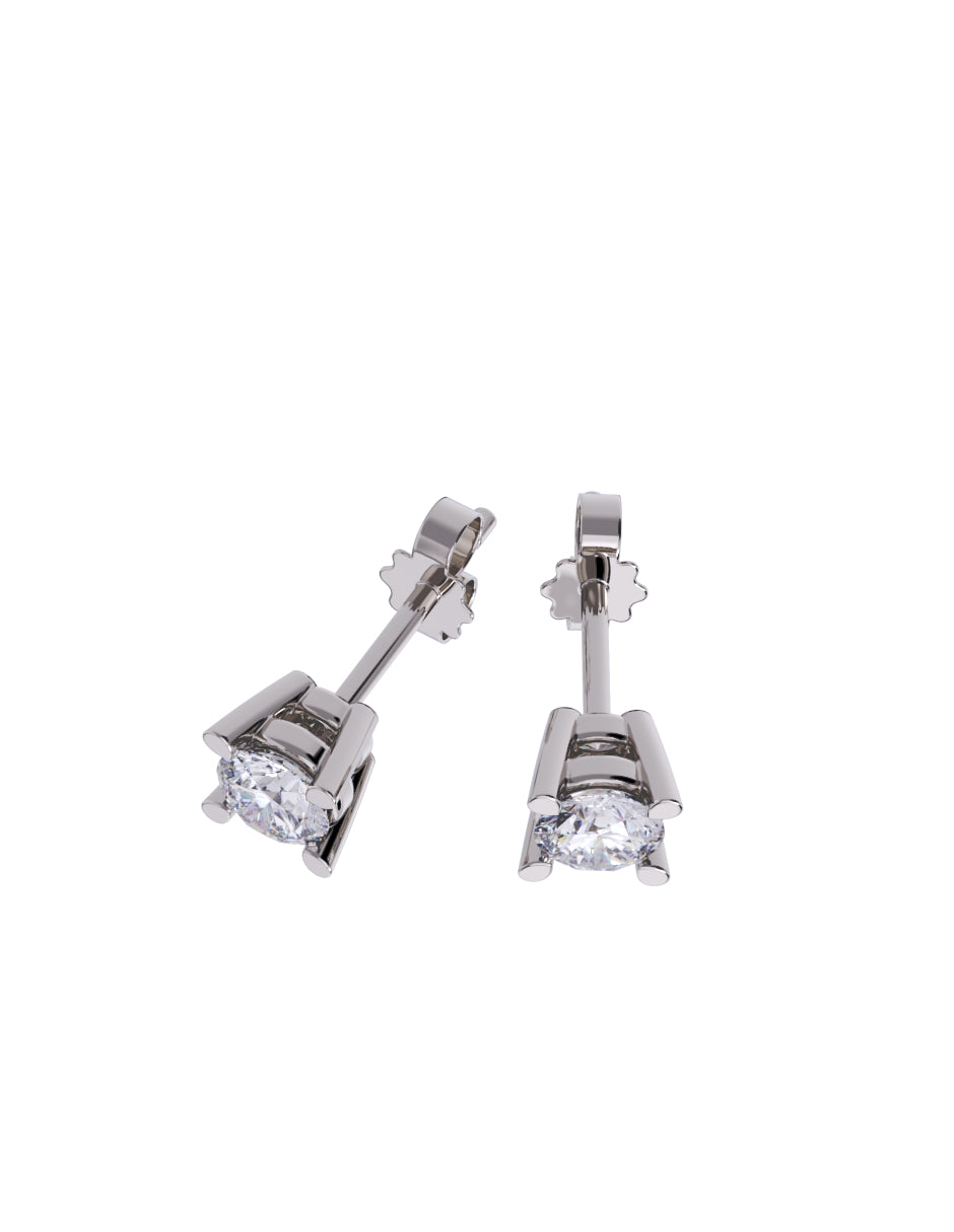 Aretes de Oro 14k con acabado pulido Zirconia Blanca (Z5061-20-E)-5