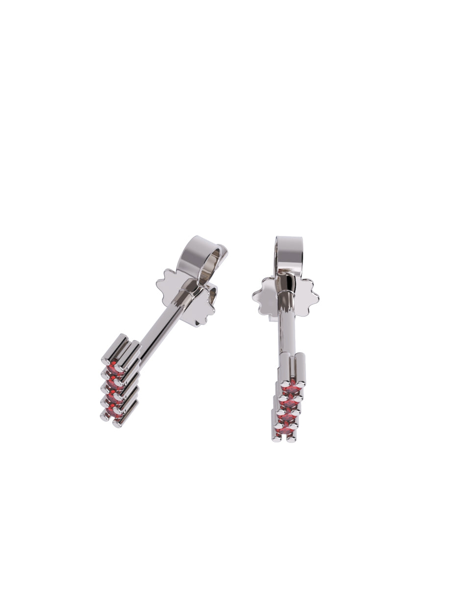 Aretes de Oro 14k con acabado pulido Zirconia Roja (Z4936-E)-1
