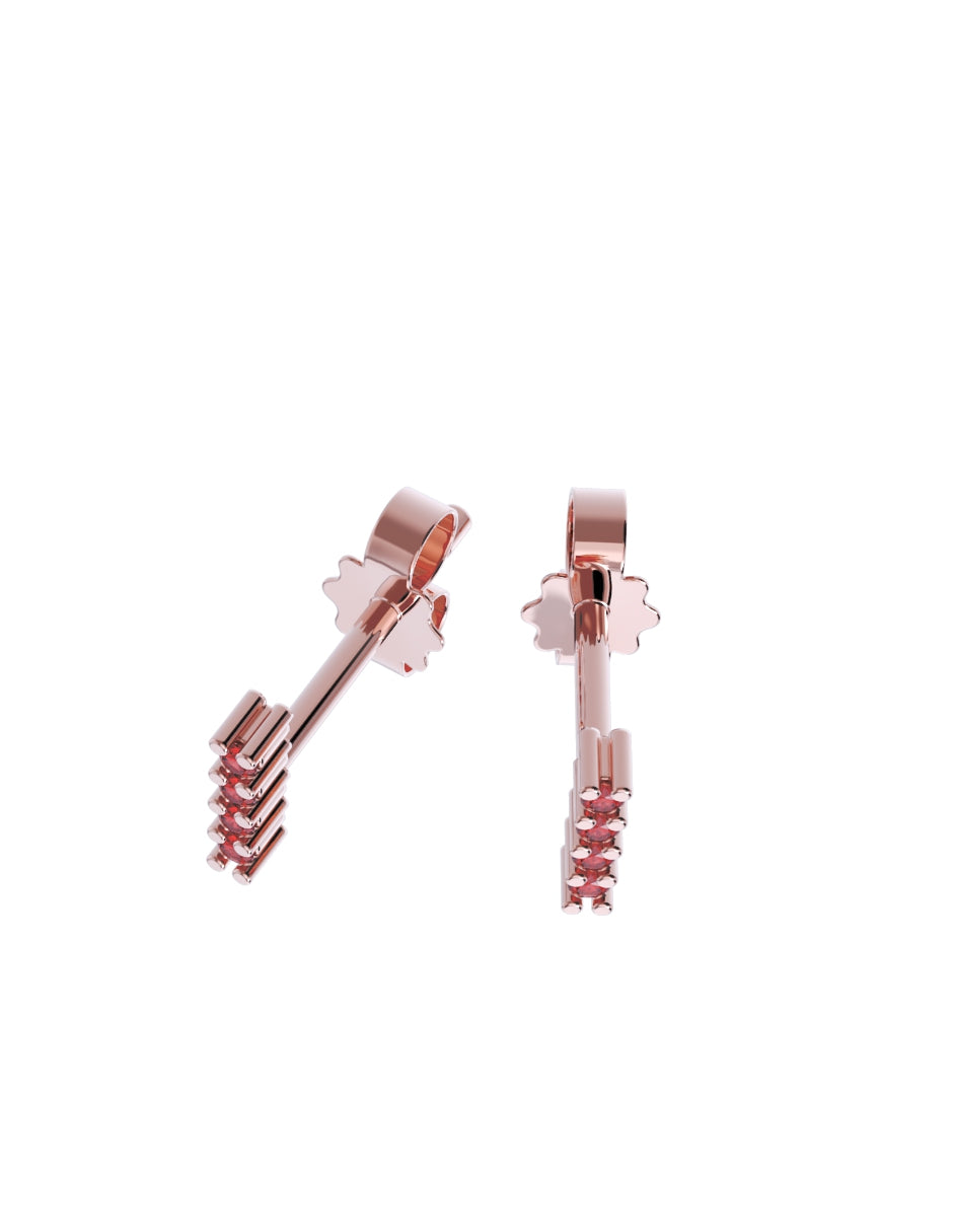 Aretes de Oro 14k con acabado pulido Zirconia Roja (Z4936-E)--5