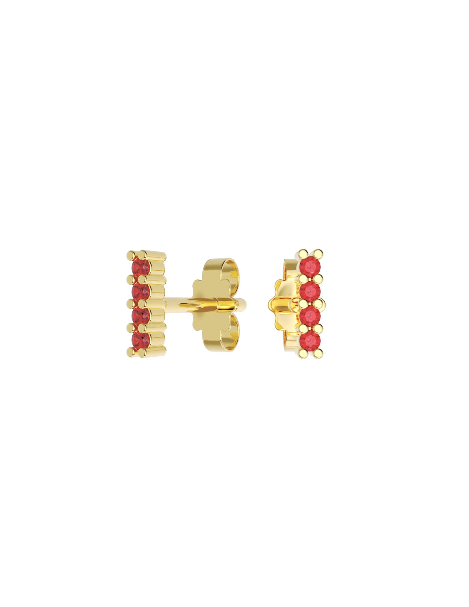 Aretes de Oro 14k con acabado pulido Zirconia Roja (Z4936-E)-7