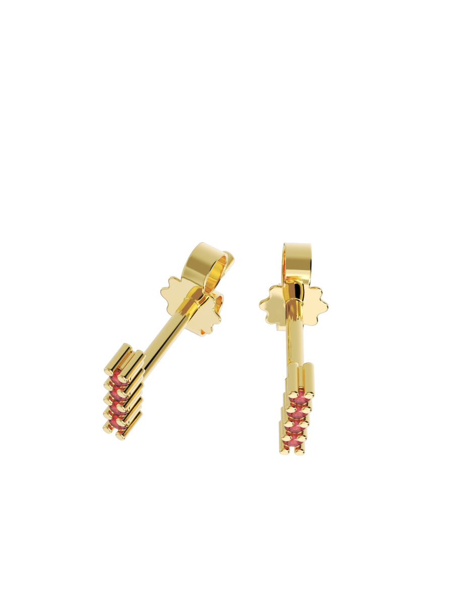 Aretes de Oro 14k con acabado pulido Zirconia Roja (Z4936-E)-8