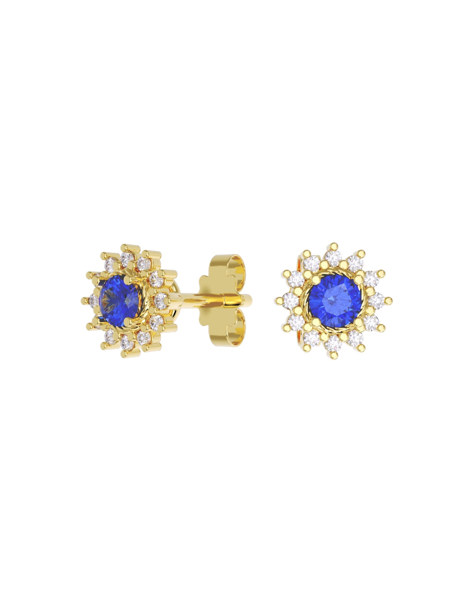 Aretes de Oro 14k con acabado pulido con Zirconia Azul (Z5051-E)