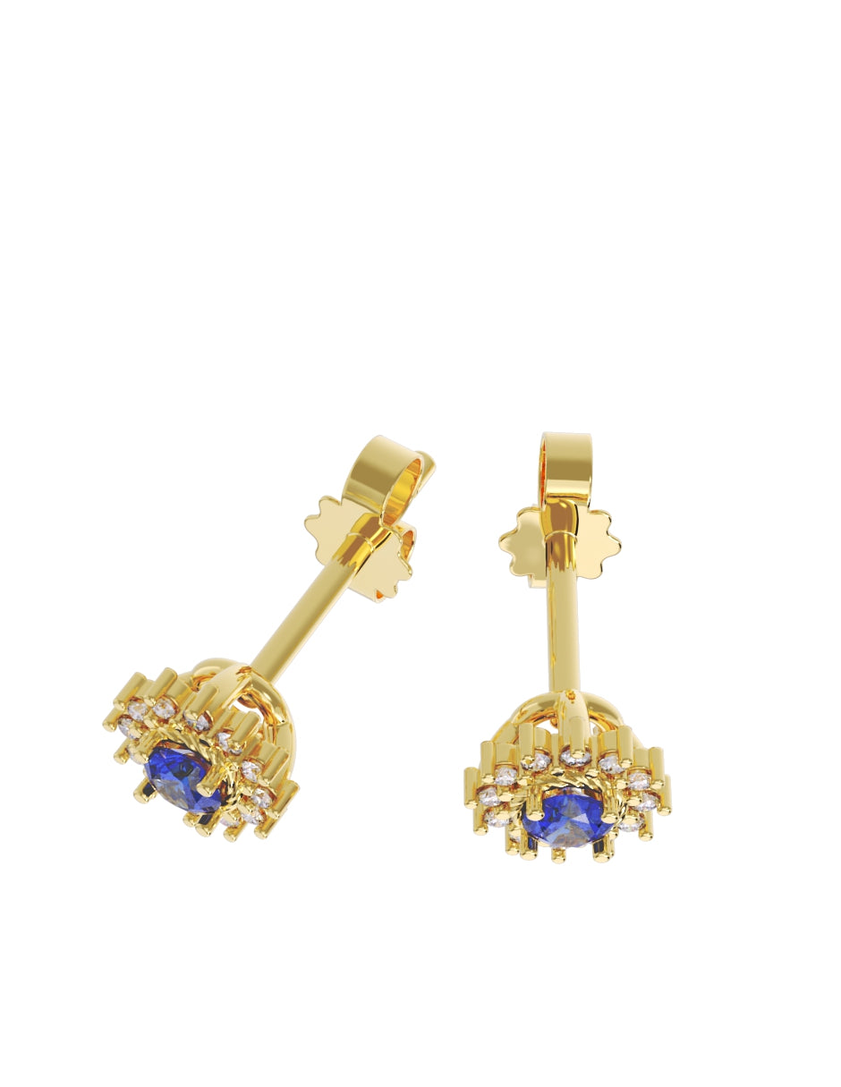 Aretes de Oro 14k con acabado pulido con Zirconia Azul (Z5051-E)-1