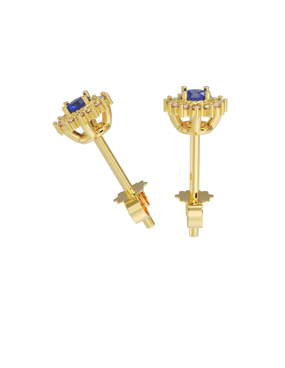 Aretes de Oro 14k con acabado pulido con Zirconia Azul (Z5051-E)-2