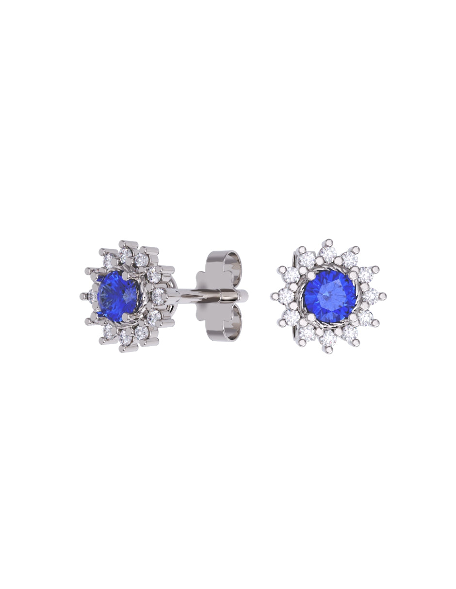 Aretes de Oro 14k con acabado pulido con Zirconia Azul (Z5051-E)-3