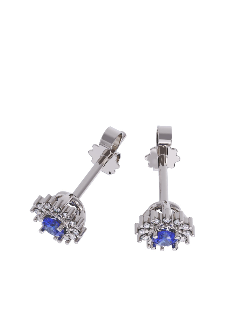 Aretes de Oro 14k con acabado pulido con Zirconia Azul (Z5051-E)-4